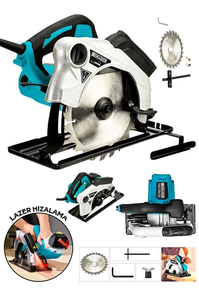 Powerforge Profesyonel Elektrikli Sunta Kesme Makinası Daire Testere-Mavi - 2