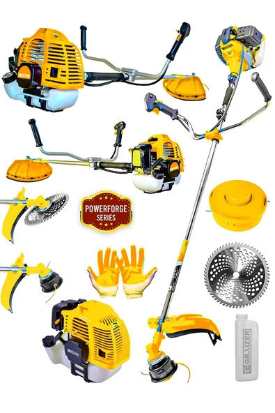 Graizer Powerforge 58 Cc 11000 Rpm Yan Tipi Benzinli Ot Çalı Çim Biçme Tırpanı-Sarı