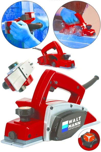 WaltMann Germany Thecnology 3000 Watt Çift Bıçaklı Planya Makinası 16000 Rpm KIRMIZI