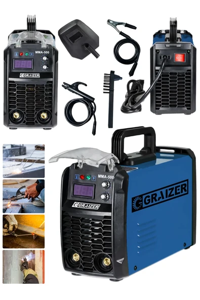 Graizer 300 Amper Inverter Mma-500 Mega Stıck Kaynak Makinesi-mavi