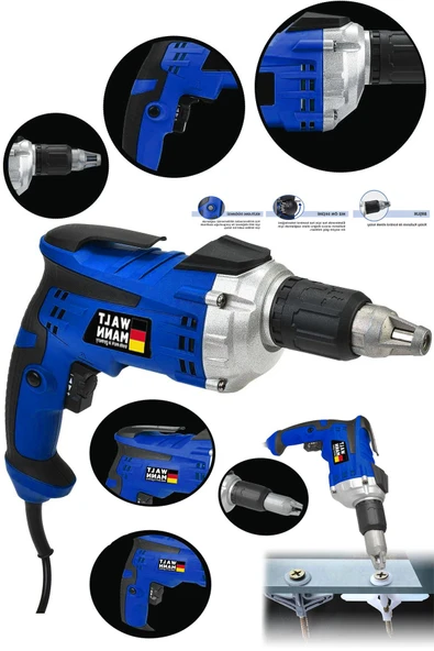 WaltMann Germany Profesyonel Alçıpan Vidalama Mavi 520watt - Mavi - Model