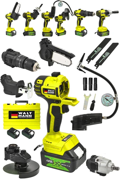 WaltMann Germany Muhteşem 6'lı Set Taşlama Somun Sıkma Tilki Kuyruğu Dal Budama - Sarı - Model