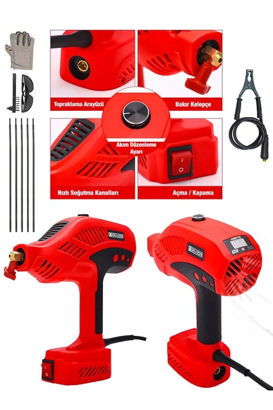 Powerforge Y-300 Amper Çift Kartli Çift Soğutma El Tipi İnvertör Elektrikli Kaynak Makinesi-Kırmızı - 2