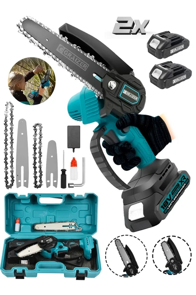 Graizer Powerforge Profesyonel Metal Dişli 18v 1.5ah Şarjlı Dal Budama Testeresi-Mavi - 2