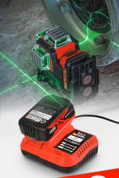 WaltMann Germany Çift Akülü 12 Köşe 360° Otomatik Hizalamalı Lazer Metre -  Matkap -  Kırmızı - 2