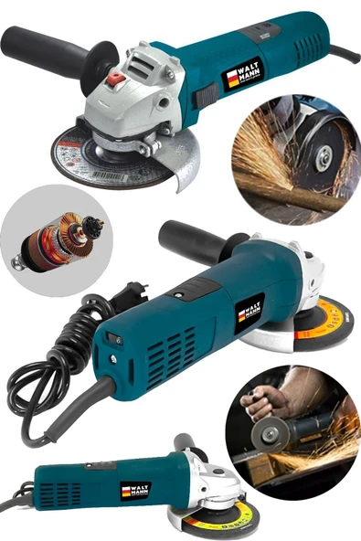 WaltMann Germany Çift Metal Şanzıman Avuç İçi Taşlama Makinesi 125 mm Mavi