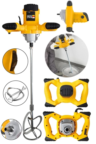 WaltMann Germany  Sarı Devir Ayarlı 9600W Elektrikli Alçı Boya Harç Karıştırıcı Mikser