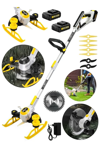 Graizer Dijital Ekran Ot Çalı Çim Biçme Şarjlı Tırpan 9000r/min-Sarı