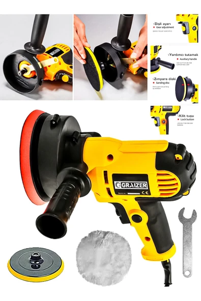 Graizer Powerforge 450w Elektrikli 125mm Dikey Polisaj Zımpara Makinesi-Sarı - 2