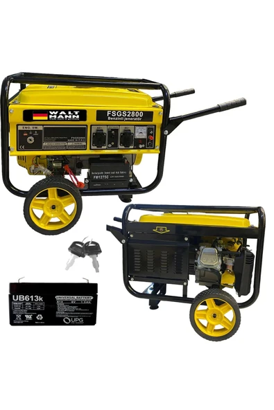 WaltMann WM2800 Marşlı Ipli Tekerlekli Benzinli Jeneratör 2.8kw 7.5hp Bakır Sargılı Akü Hediye