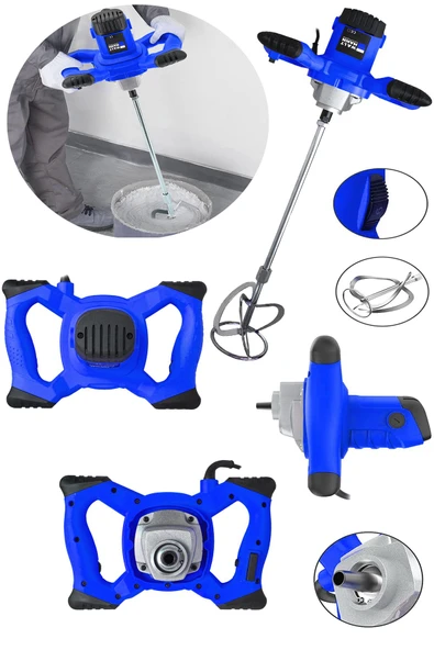 WaltMann Germany Devir Ayarlı 9600W Elektrikli Alçı Boya Harç Karıştırıcı - Mavi - Model - 2