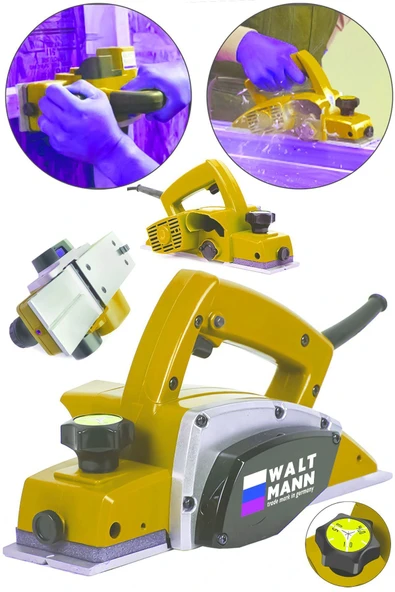 WaltMann Germany Thecnology 3000 Watt Çift Bıçaklı Planya Makinası 16000 Rpm SARI