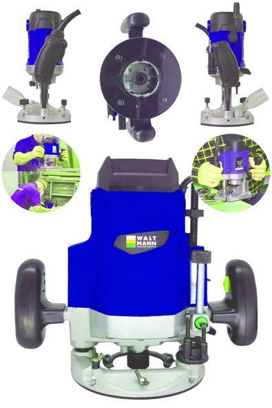 WaltMann 2600 Watt Freze Formika Traşlama Makinesi 12mm Mavi
