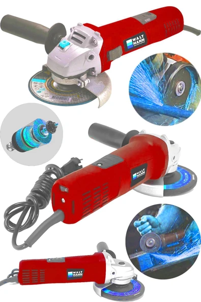 WaltMann Germany Çift Metal Şanzıman Avuç İçi Taşlama Makinesi 125 mm Kırmızı