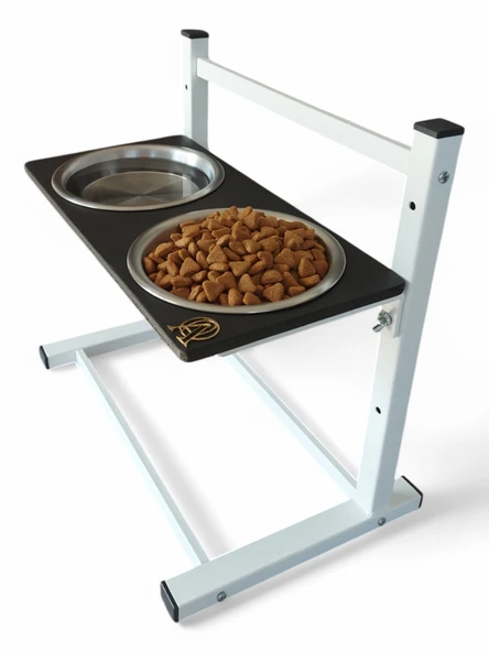 Büyük ve Orta Boy Köpekler İçin Ayarlanabilir 3 Yükseklikli Paslanmaz Çelik Mama ve Su Kabı Standı - Resim 3