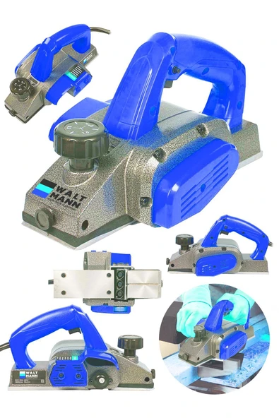 WaltMann 4200 W Bakir Sargili Metal Sanziman Motor Korumali Cift Bicakli Planya Makinesi Mavi
