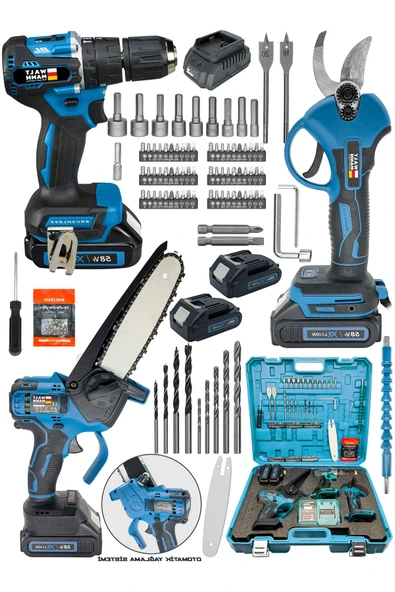 WaltMann Germany 3 lü Set XR LI-ION Batarya Kömürsüz Motor Şarjlı Matkap Şarjlı Turkuaz