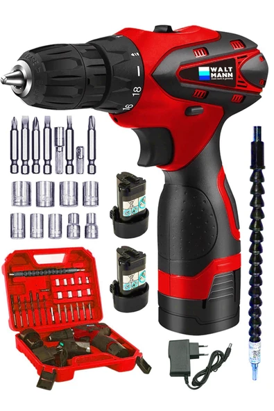 WaltMann GERMANY 36V VİDALAMA Liıon ARMUT Batarya Metal Şanzuman Çift Akülü Kırmızı