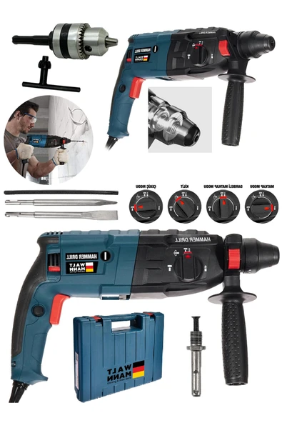 WaltMann Germany 1200w Kırıcı Delici Hilti Darbeli Matkap 2-28mm - Turkuaz