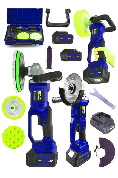WaltMann Ultra Set 2'li 58vf Şarjlı Taşlama + Polisaj Makinası Mavi