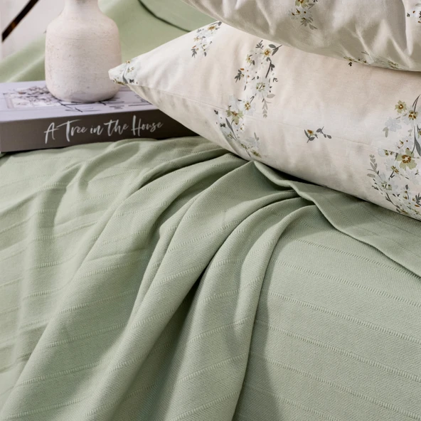 Schafer Home Hera Çift Kişilik Pike Takımı 4 Parça-Yeşil - 5