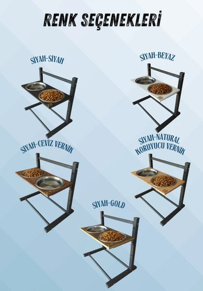 Büyük ve Orta Boy Köpekler İçin Ayarlanabilir 3 Yükseklikli Paslanmaz Çelik Mama ve Su Kabı Standı - Resim 2