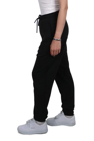 Kadın Modal Kumaş Cepli Siyah Jogger Pantolon - 4