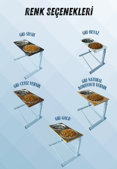 Büyük ve Orta Boy Köpekler İçin Ayarlanabilir 3 Yükseklikli Paslanmaz Çelik Mama ve Su Kabı Standı - Resim 2