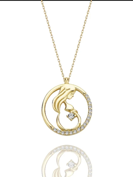 Yenidoğan Bebek Hamile Anne 14 Ayar Altın Kolye ürün görseli