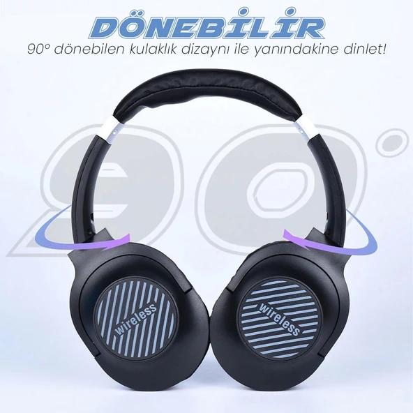 Zore BT850 Ayarlanabilir ve Katlanabilir 90 Derece Dönebilen Kulak Üstü Bluetooth Kulaklık - 2