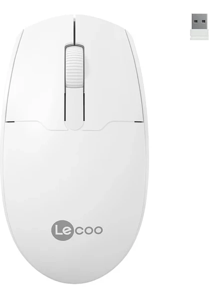 Lenovo Lecoo WS204 Beyaz Ergonomik Optik Kablosuz Mouse