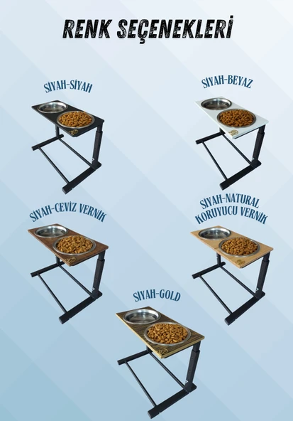 Büyük ve Orta Boy Köpekler İçin Ayarlanabilir 3 Yükseklikli Paslanmaz Çelik Mama ve Su Kabı Standı - Resim 2