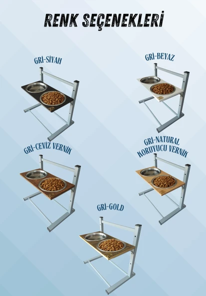Büyük ve Orta Boy Köpekler İçin Ayarlanabilir 3 Yükseklikli Paslanmaz Çelik Mama ve Su Kabı Standı - Resim 2