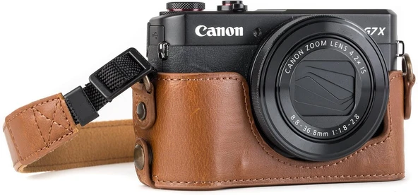 MegaGear MG953 Canon PowerShot G7 X Mark II Yarım Deri Kamera Kılıfı - 2