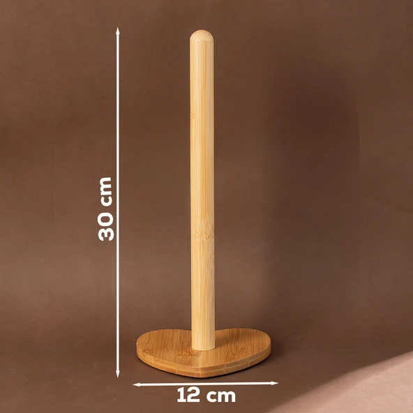 Porsima BLD-187 Bambu Kağıt Havluluk Kalpli Dekoratif Peçetelik Kağıt Havlu Standı Ahşap Kağıt Havluluk - 3