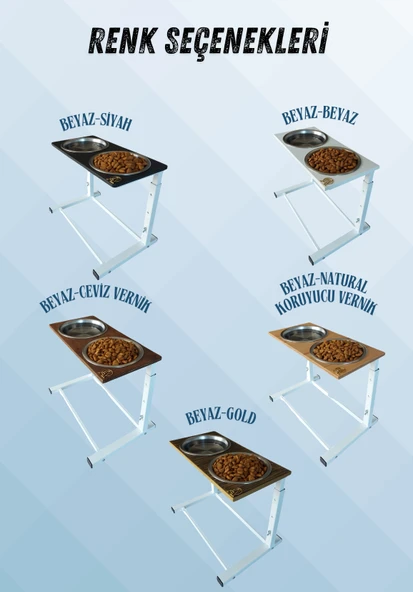 Büyük ve Orta Boy Köpekler İçin Ayarlanabilir 3 Yükseklikli Paslanmaz Çelik Mama ve Su Kabı Standı - Resim 2
