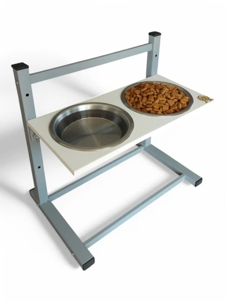 Büyük ve Orta Boy Köpekler İçin Ayarlanabilir 3 Yükseklikli Paslanmaz Çelik Mama ve Su Kabı Standı - Resim 4