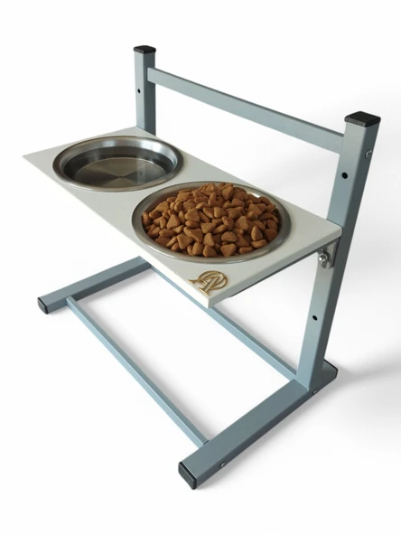 Büyük ve Orta Boy Köpekler İçin Ayarlanabilir 3 Yükseklikli Paslanmaz Çelik Mama ve Su Kabı Standı - Resim 3