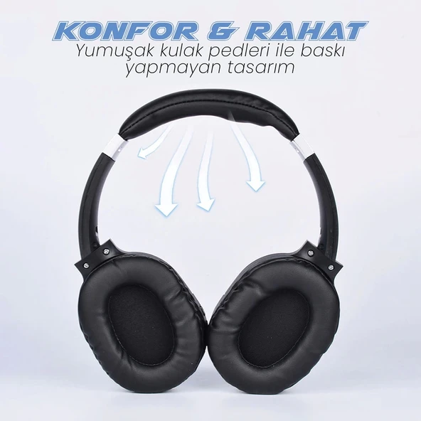 Zore BT850 Ayarlanabilir ve Katlanabilir 90 Derece Dönebilen Kulak Üstü Bluetooth Kulaklık - 4