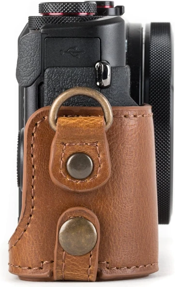 MegaGear MG953 Canon PowerShot G7 X Mark II Yarım Deri Kamera Kılıfı - 6