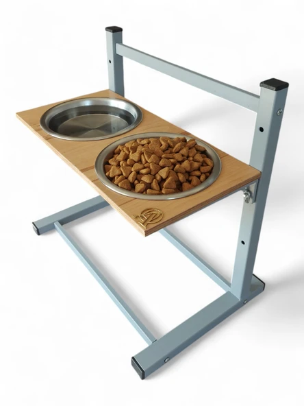 Büyük ve Orta Boy Köpekler İçin Ayarlanabilir 3 Yükseklikli Paslanmaz Çelik Mama ve Su Kabı Standı - Resim 3