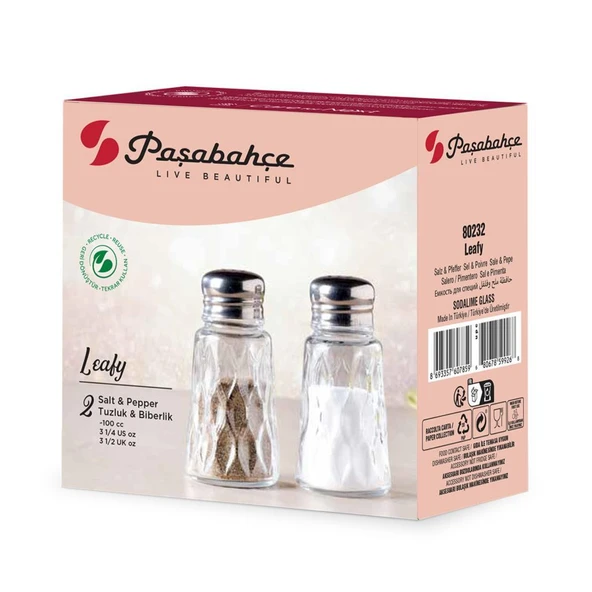 Paşabahçe 80232 Leafy 2 li Tuzluk-Biberlik Set 100 cc