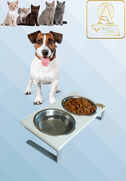 Kedi ve Köpekler İçin Mama ve Su Standı - Yüzde 10 Eğimli, Yüksek Kalite ve Sağlıklı Tasarım ürün görseli 1