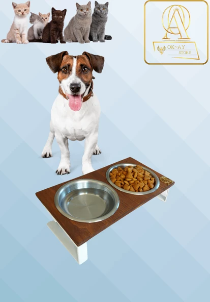 Kedi ve Köpekler İçin Mama ve Su Standı - Yüzde 10 Eğimli, Yüksek Kalite ve Sağlıklı Tasarım - 1