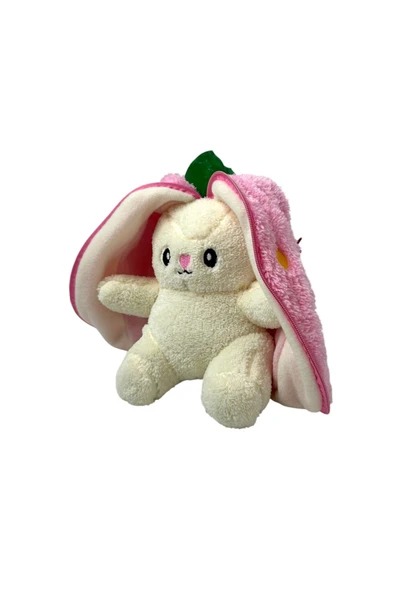 Sevimli Çilek Tavşan Peluş Çantalı Hediyelik 50 cm Oyuncak - 6
