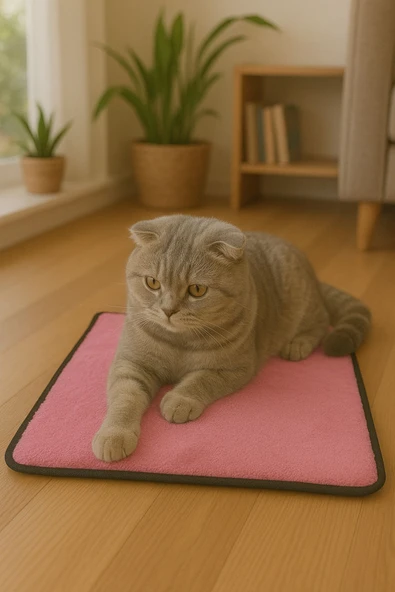 Yumuşak Dokulu Peluş Kedi Halısı 40x40 cm Kulübe İçi Pofuduk Minder
