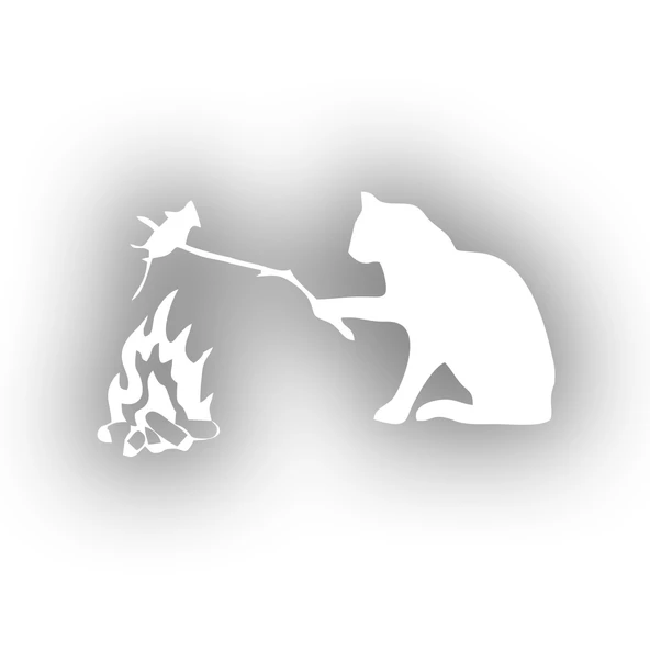 Kamp Yapan Kedi Araba Sticker 17x17 Cm Beyaz ürün görseli