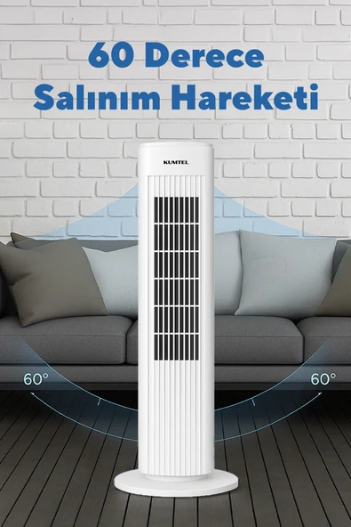 KUMTEL KTF-258W Kule Vantilatör - Beyaz - 3