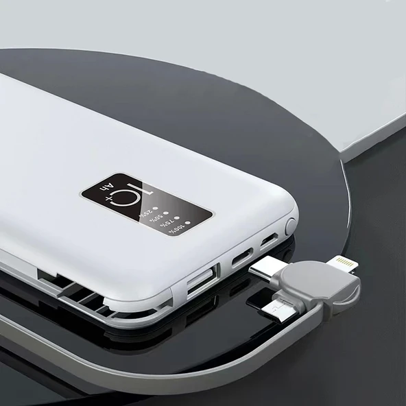 Zore PW-05 Hızlı Şarj Led Göstergeli Micro Lightning Type-C Kablolu Taşınabilir Powerbank 10000mAh - 4