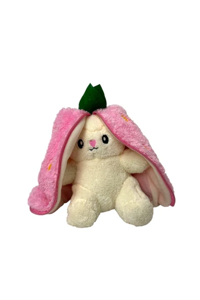 Sevimli Çilek Tavşan Peluş Çantalı Hediyelik 50 cm Oyuncak - 7
